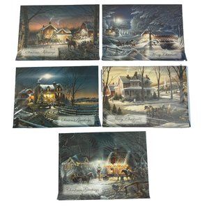 Terry Redlin Christmas Cards Lot of 5 Winter Scenes Horses Homes New Sealed
